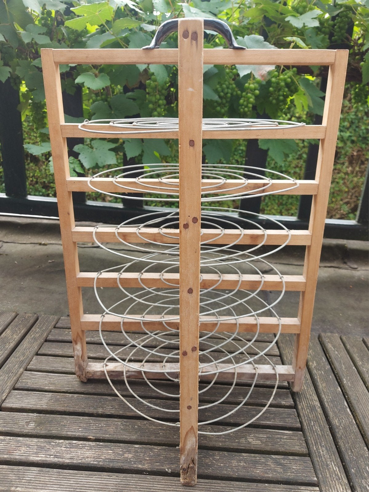 Brocante groot vlaaienrek taartrek hout metaal met handvat, Ophalen