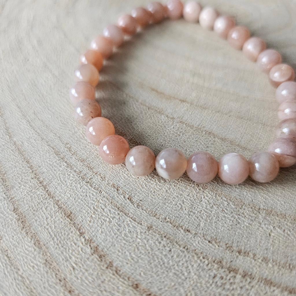 Edelsteen, Maansteen  armband 6mm, D, Nieuw, Ophalen of Verzenden, D