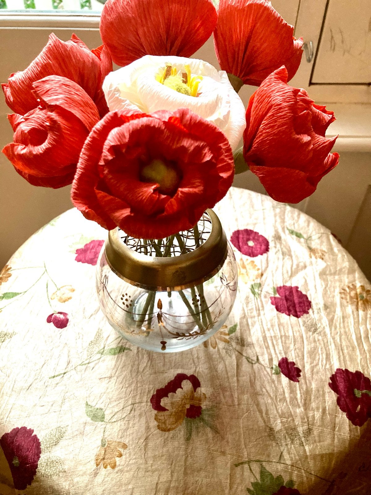 ‼️Antieke glazen rozensteker/potpourri schaal met messing, Ophalen of Verzenden
