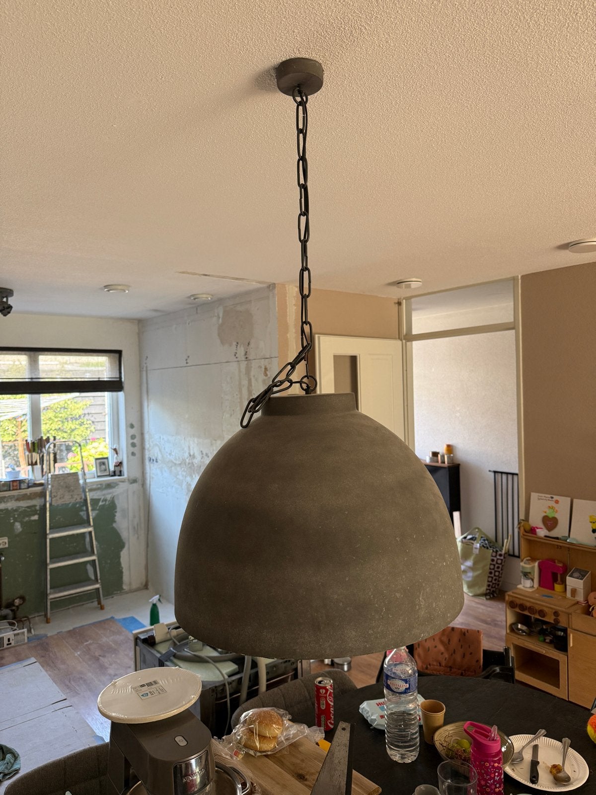 Grote industriële hanglamp - Grijs/Antraciet, Huis en Inrichting, Lampen | Hanglampen, Ophalen, Gebruikt, Metaal, Industriel