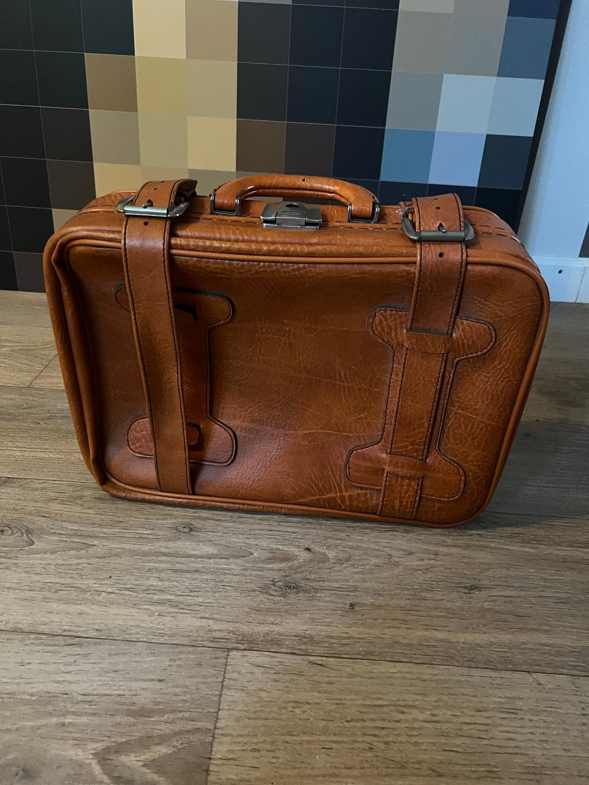 Vintage Leren Koffer - Bruin, Gebruikt, Sieraden, Tassen en Uiterlijk, Koffers, Ophalen, Gebruikt, 50 tot 60 cm, Slot