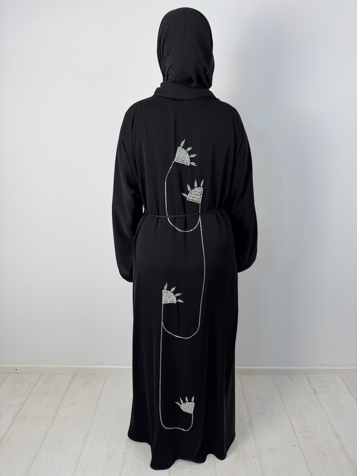 Zwarte Abaya met strass details, Maat 38/40 (M), Zwart, Nieuw, Ophalen of Verzenden