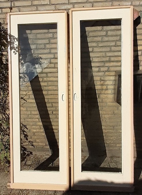 Setje smalle suitedeurtjes met veel glas, Doe-het-zelf en Verbouw, Ophalen, Gebruikt, 120 cm of meer, Binnendeur