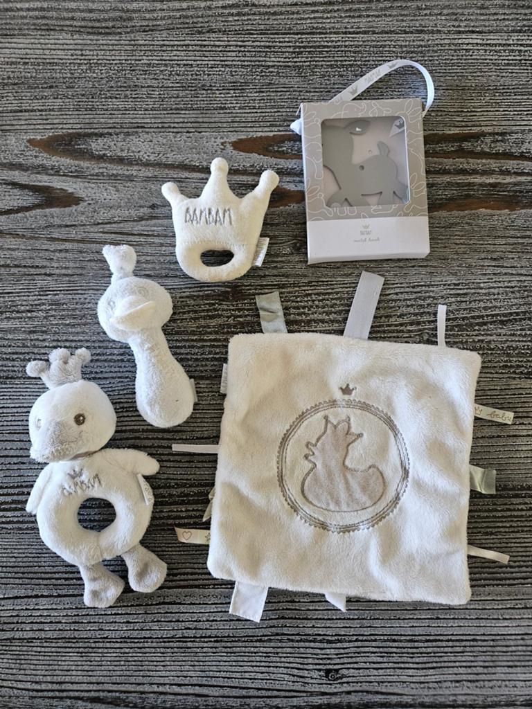 BamBam 5-delige babyspeelset met knuffels en rammelaars, Ophalen of Verzenden, Zo goed als nieuw, Rammelaar