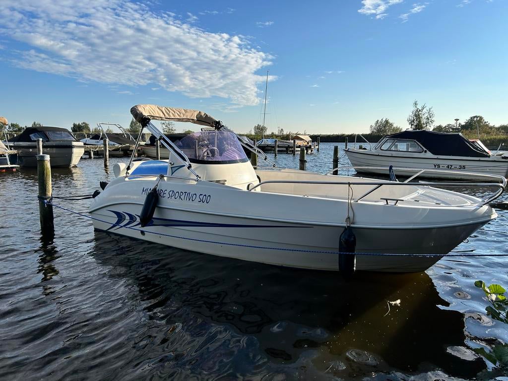 Prins 480 met Mercury 30pk EFI en Fusion-Polk audio, Watersport en Boten, Ophalen, Gebruikt, 30 tot 50 pk, Buitenboordmotor