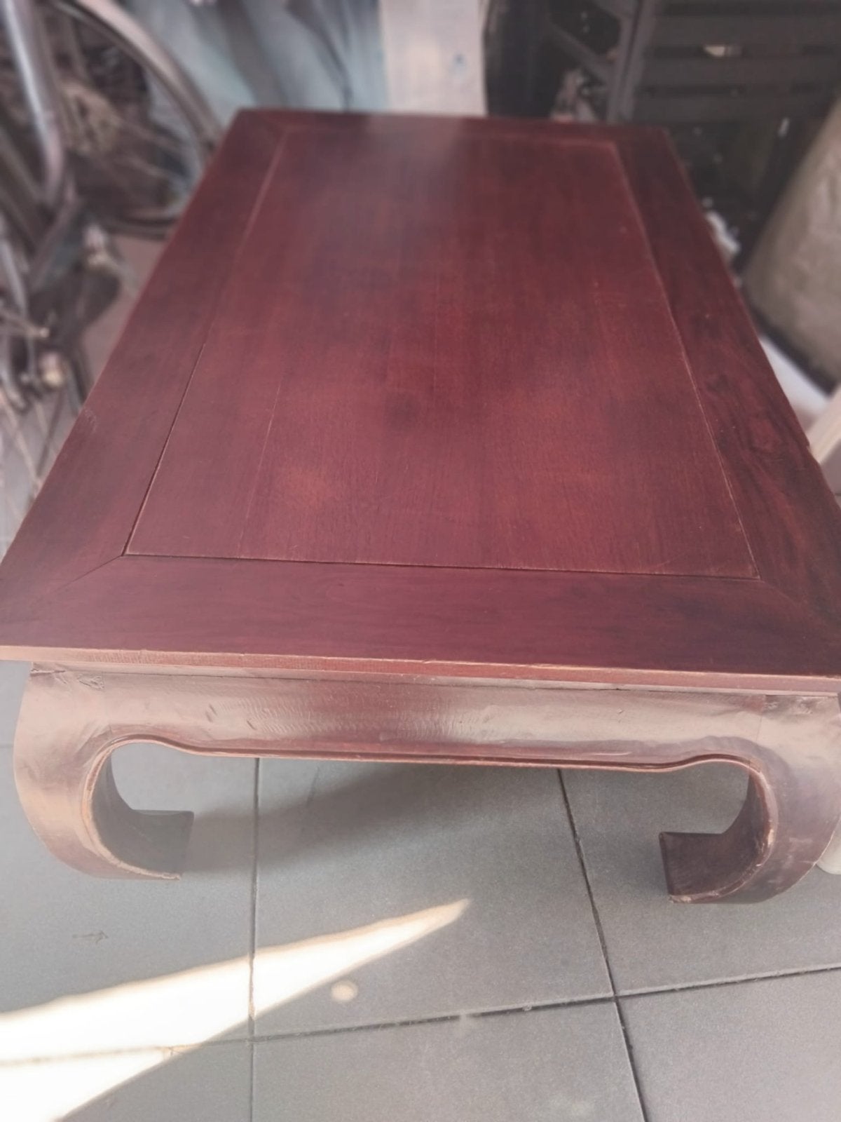Vintage houten salontafel - Rechthoekig, Huis en Inrichting, Ophalen, Gebruikt, 100 tot 150 cm, 50 tot 100 cm