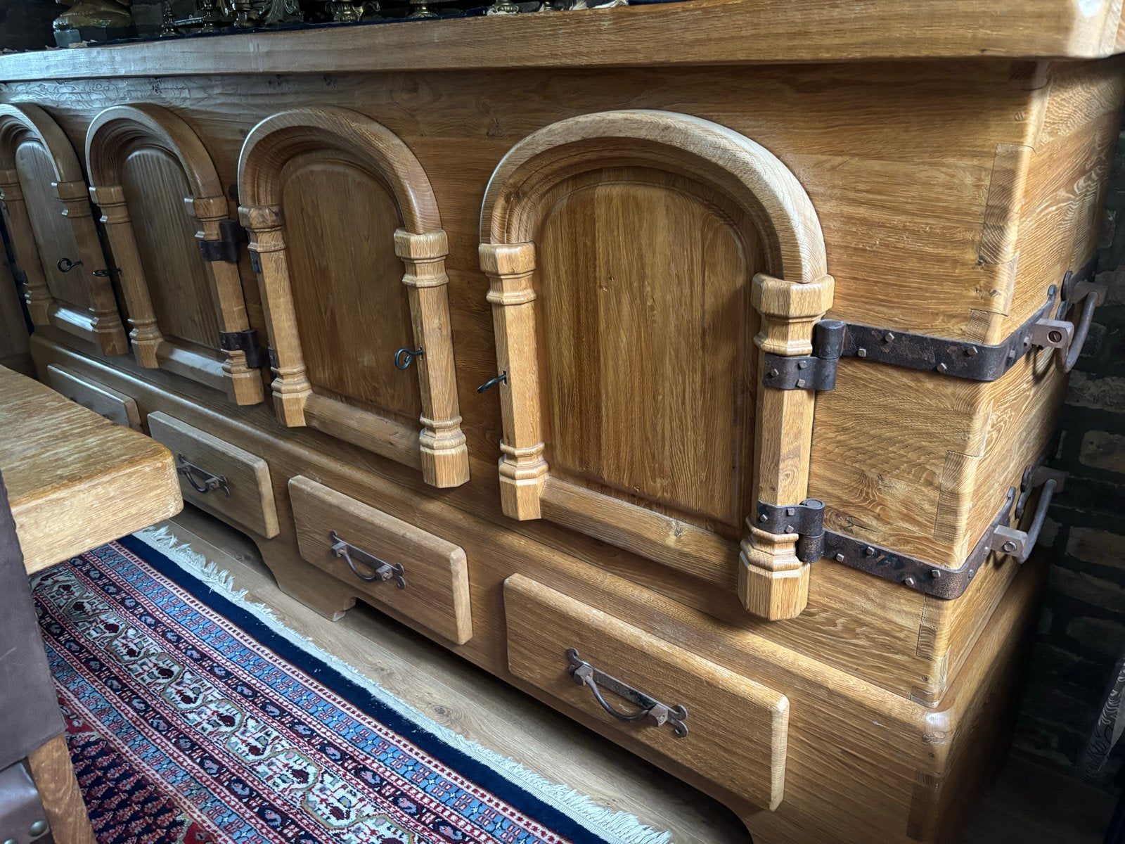 Massieve eiken eettafel met 6 stoelen en dressoir, Huis en Inrichting, Complete inboedels, Ophalen