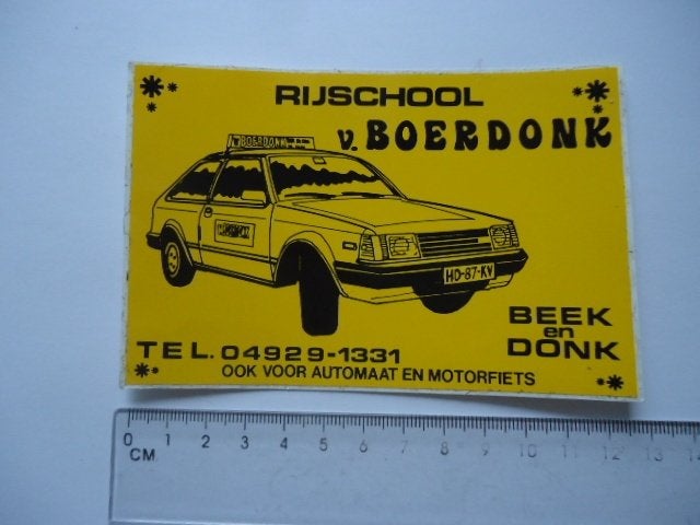 sticker oud Auto Boerdonk rijschool Mazda ? beek en donk, Verzenden, Zo goed als nieuw, Bedrijf of Vereniging