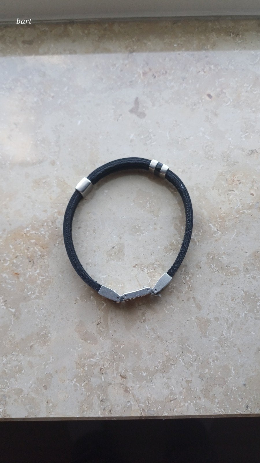 fossil armbandje heren leer, Ophalen of Verzenden, Zo goed als nieuw, Zwart, Leer