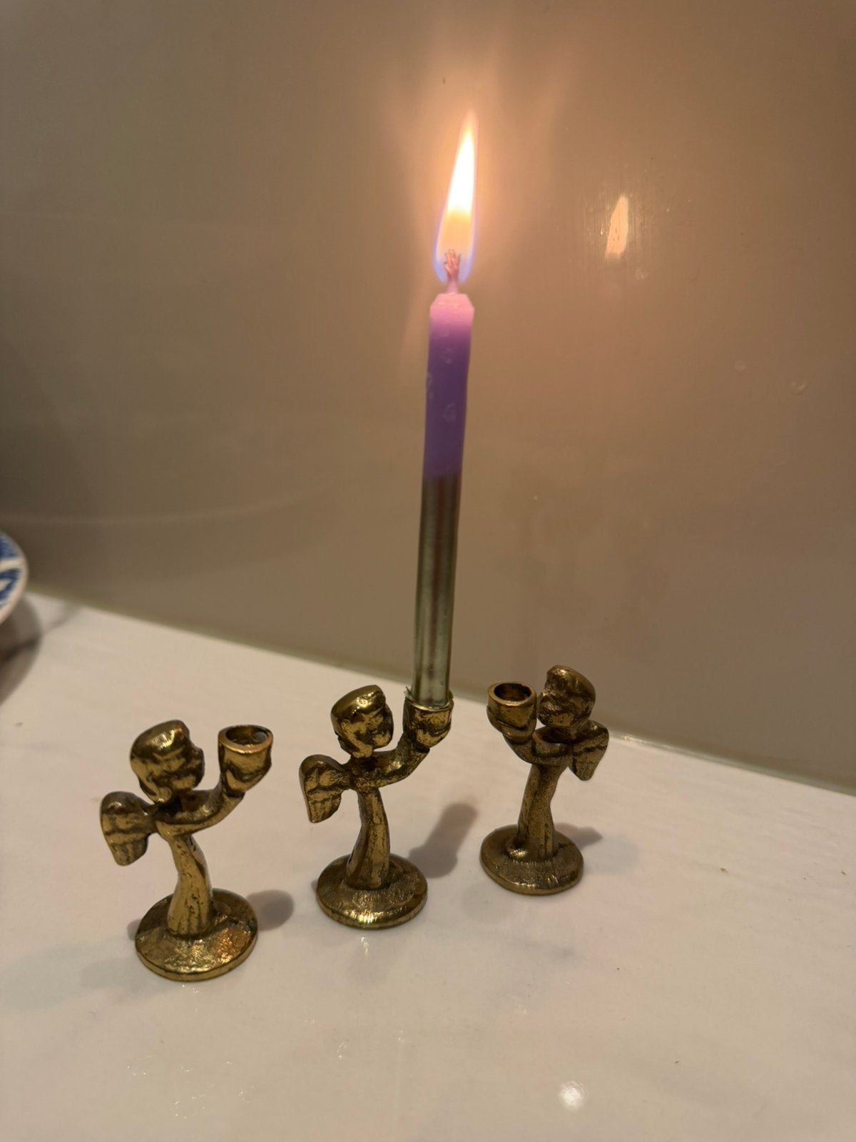 Koperen engel mini kandelaars, Ophalen of Verzenden, Koper of Brons