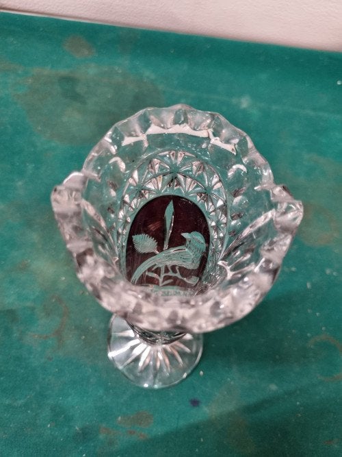 vaas kristal met vogel vintage, Ophalen of Verzenden