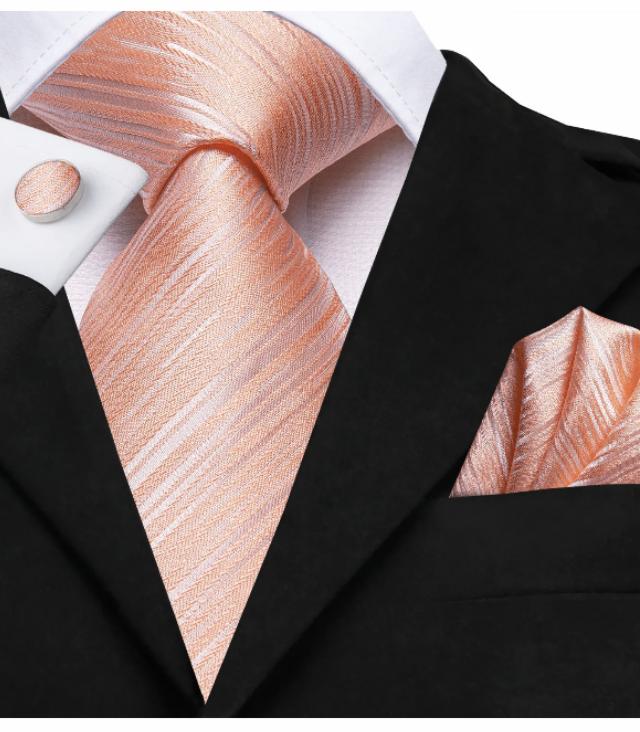 100% zijde Stropdas Pochet Manchetknopen Roze Oranje -NIEUW-, Kleding | Heren, Stropdassen, Ophalen of Verzenden, Nieuw, Oranje