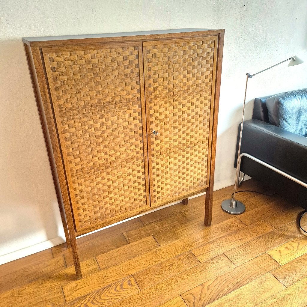 Mid Century design palissander kast Möbelwerkstätten Leo Bub, Ophalen, 100 tot 150 cm, Minder dan 150 cm, 25 tot 50 cm