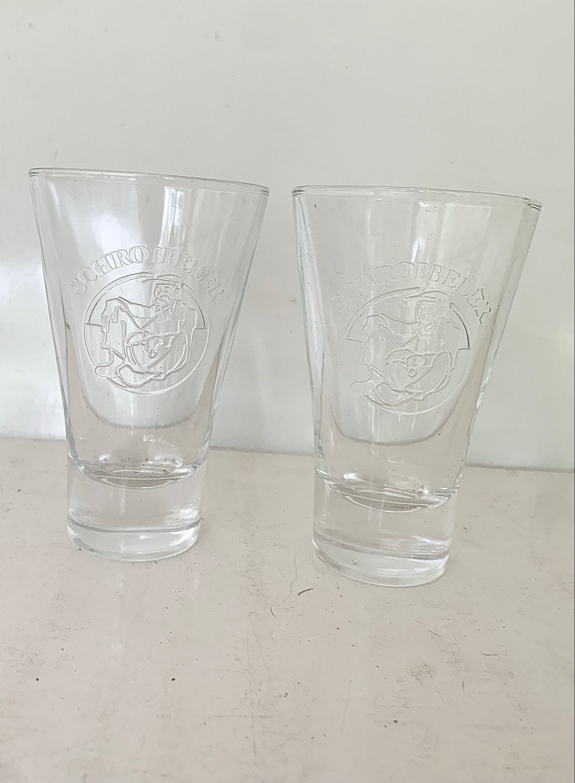 Set van 2 Schrobbelèr borrelglaasjes man cave, Verzamelen, Ophalen of Verzenden
