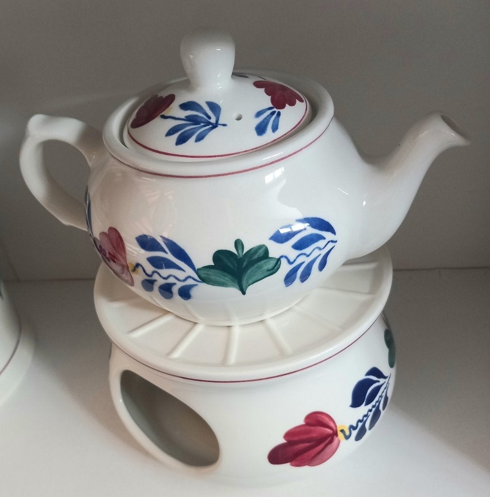 boerenbont theepotje 0,6 liter op licht, Ophalen of Verzenden, Zo goed als nieuw, Aardewerk, Landelijk/Boerenbont