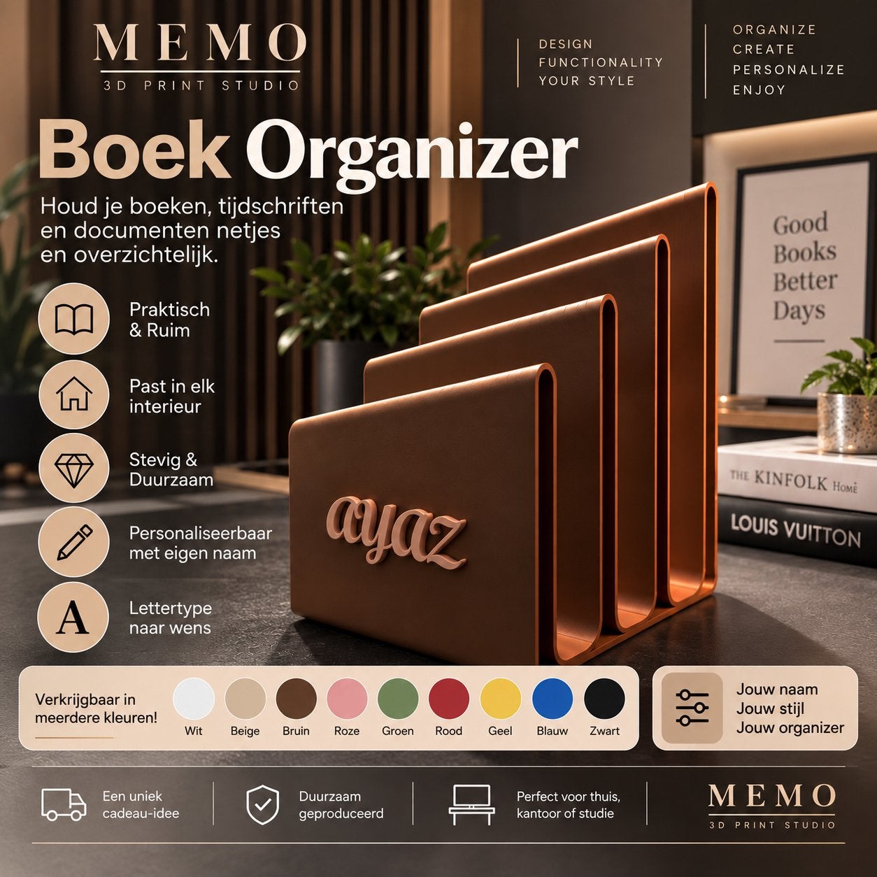 Gepersonaliseerde Boek Organizer | 3D Print, Ophalen of Verzenden, Zo goed als nieuw