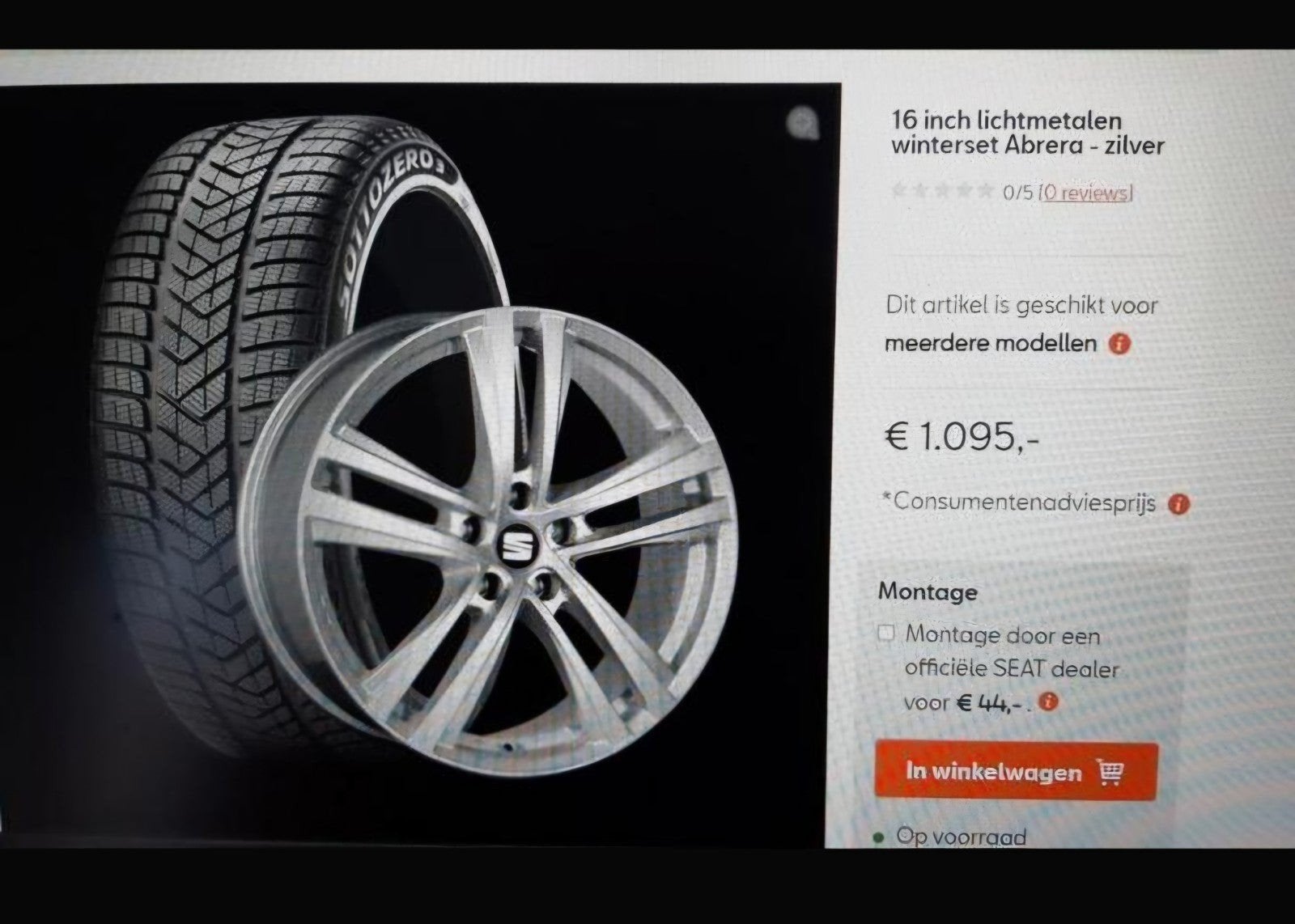 16 inch velgen winterset Abrera winterbanden zgan seat vw, Ophalen