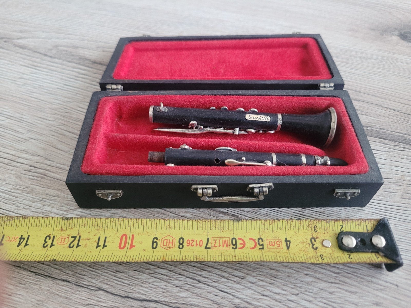 Miniatuur klarinet in koffer - decoratie, Ophalen, Overige materialen, Gebruikt, Overige typen
