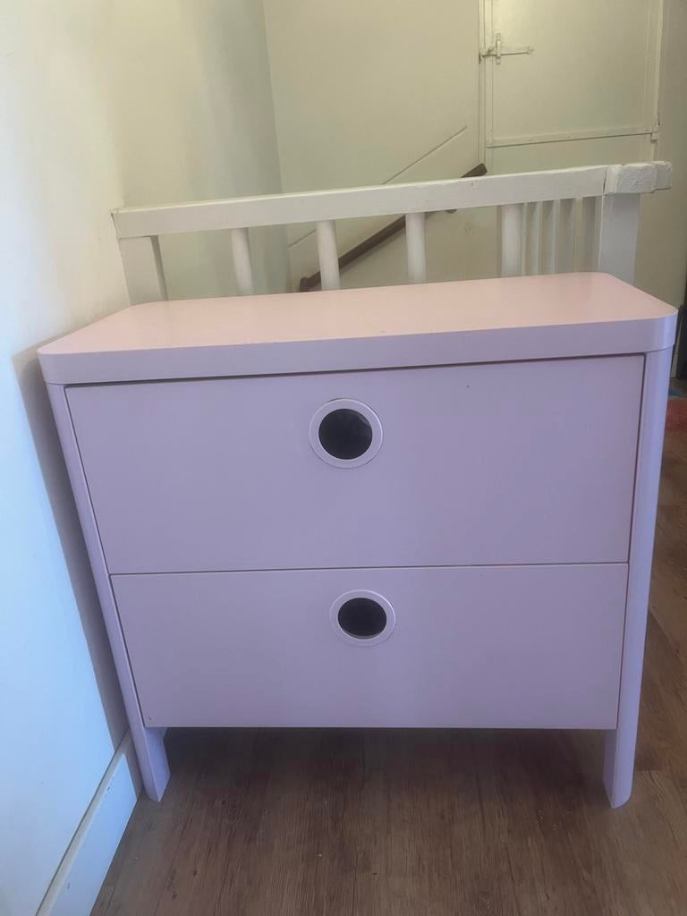 Roze ladekastje met 2 lades, Huis en Inrichting, Kasten | Ladekasten, Ophalen, Overige materialen, Gebruikt, 1 of 2 laden