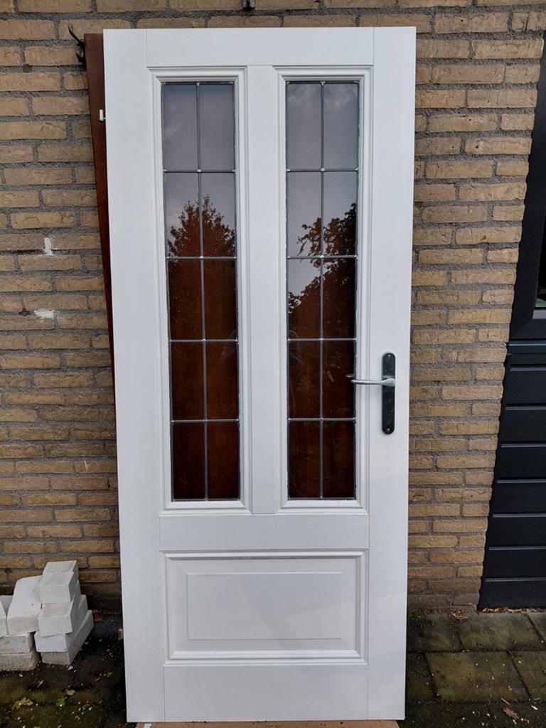 Massief houten binnendeur ( opdek), Ophalen, Glas, Binnendeur, 200 tot 215 cm