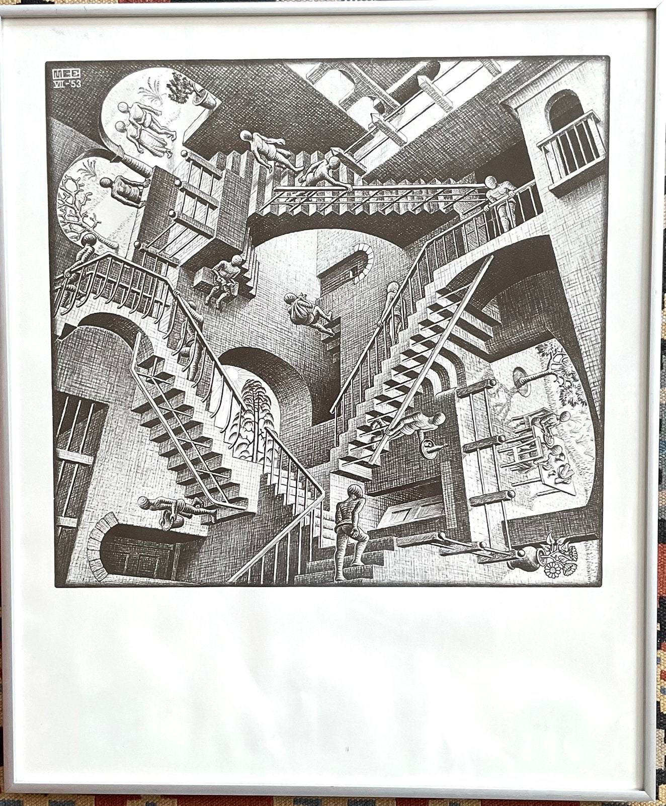 Escher , Relativiteit, gesigneerd en ingelijst, Ophalen of Verzenden