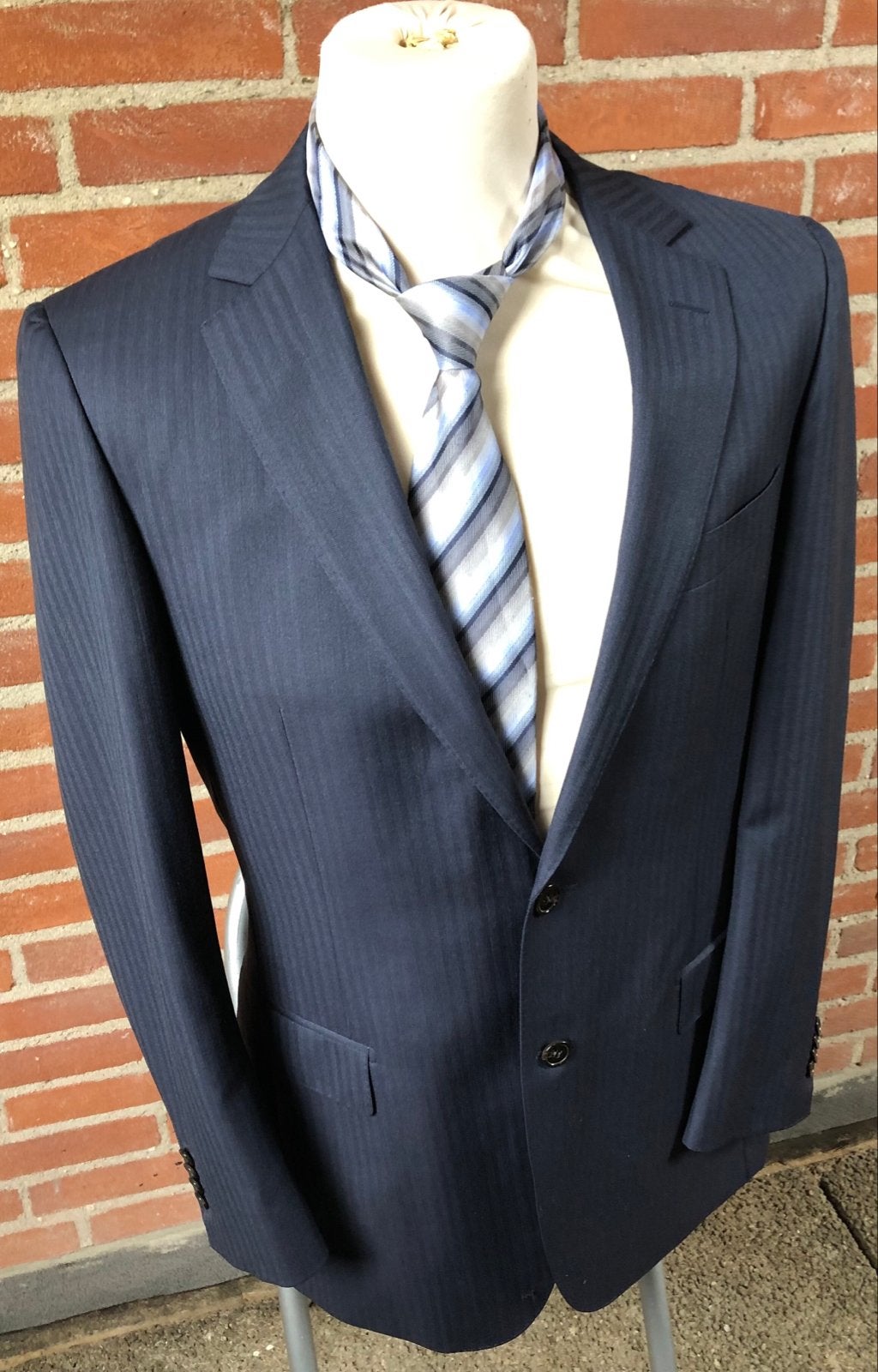 Suitsupply Blauw Colbert Visgraat/Schaduwstreep Wol 52, Ophalen of Verzenden, Zo goed als nieuw, Overige maten, Blauw