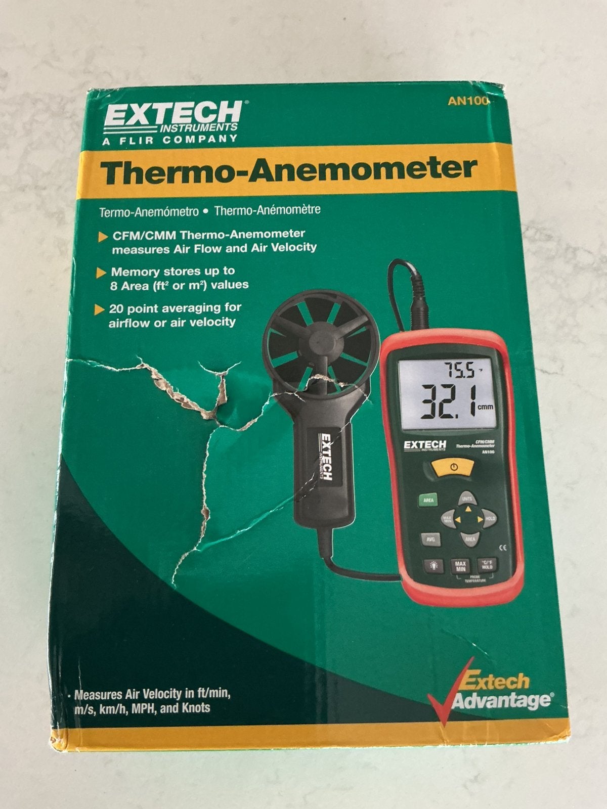 Extech AN100 Windmeter 0.4 tot 30 m/s, Ophalen of Verzenden, Nieuw, Druk