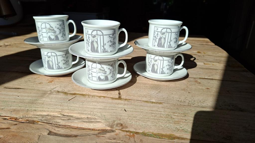 6x Vintage J. Kronester Bavaria "Monaco" kop en schotel DE, Ophalen of Verzenden