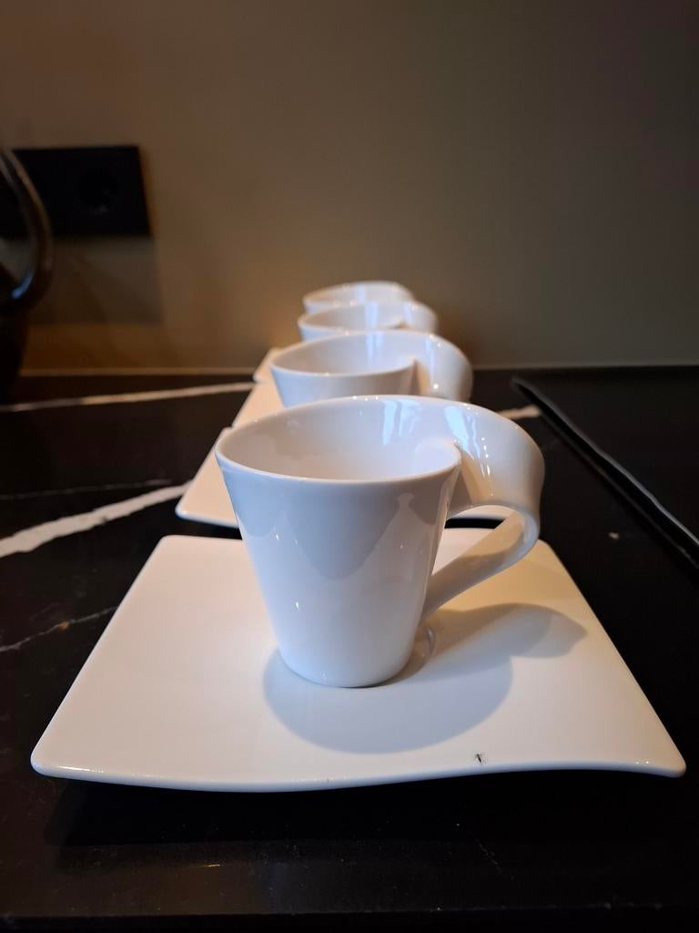 New Wave, Villeroy&Boch  porselein kopjes en schotels, Ophalen, Zo goed als nieuw, Overige stijlen, Kop(pen) en/of Schotel(s)