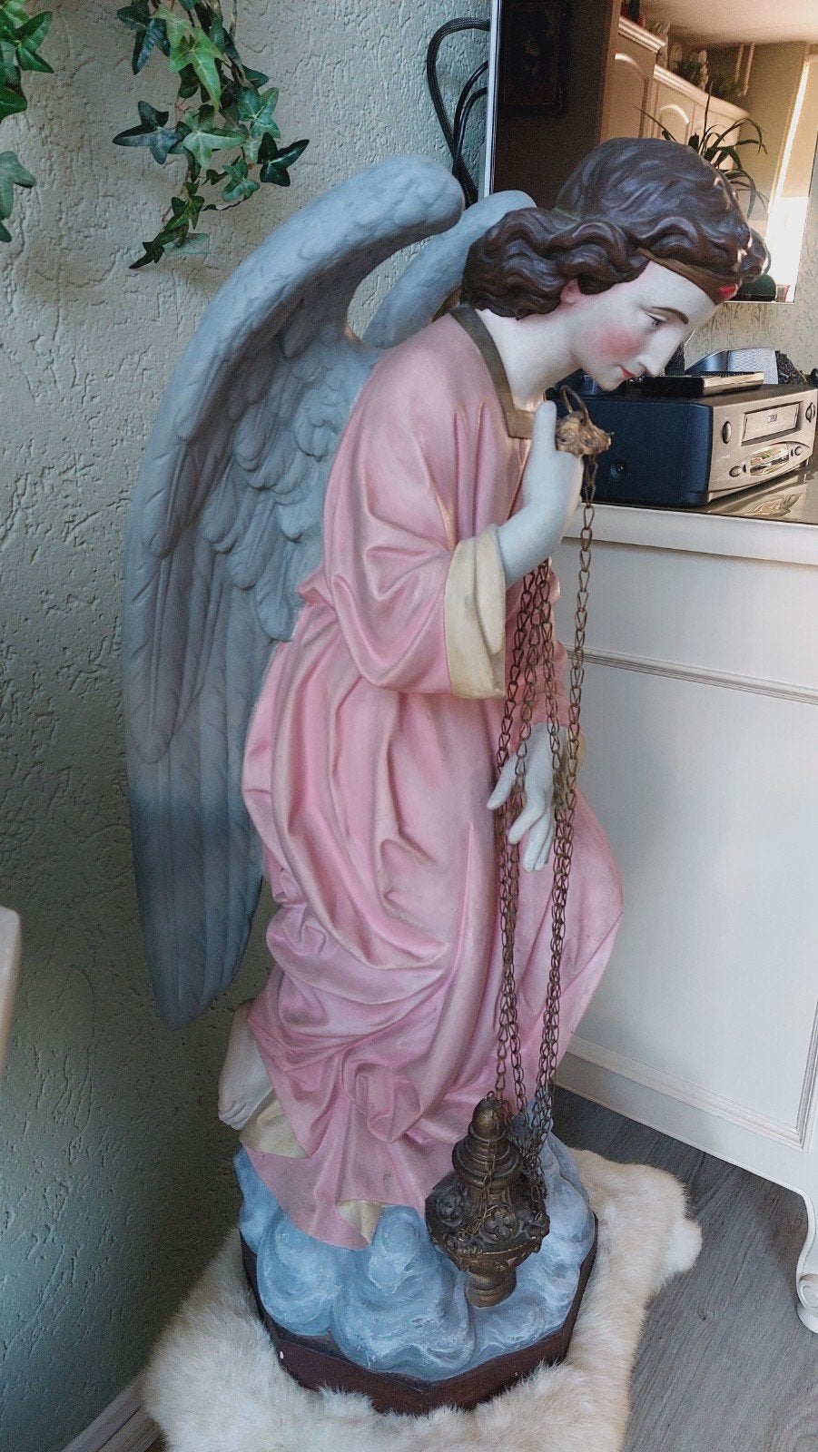 Antiek kerkbeeld engel met godslamp Pronkstuk, Ophalen