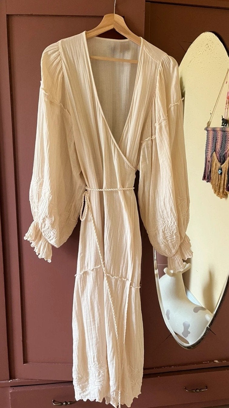 Sissel Edelbo Tammy Jurk - Crème/Beige, Maat 38/40 (M), Beige, Zo goed als nieuw, Onder de knie