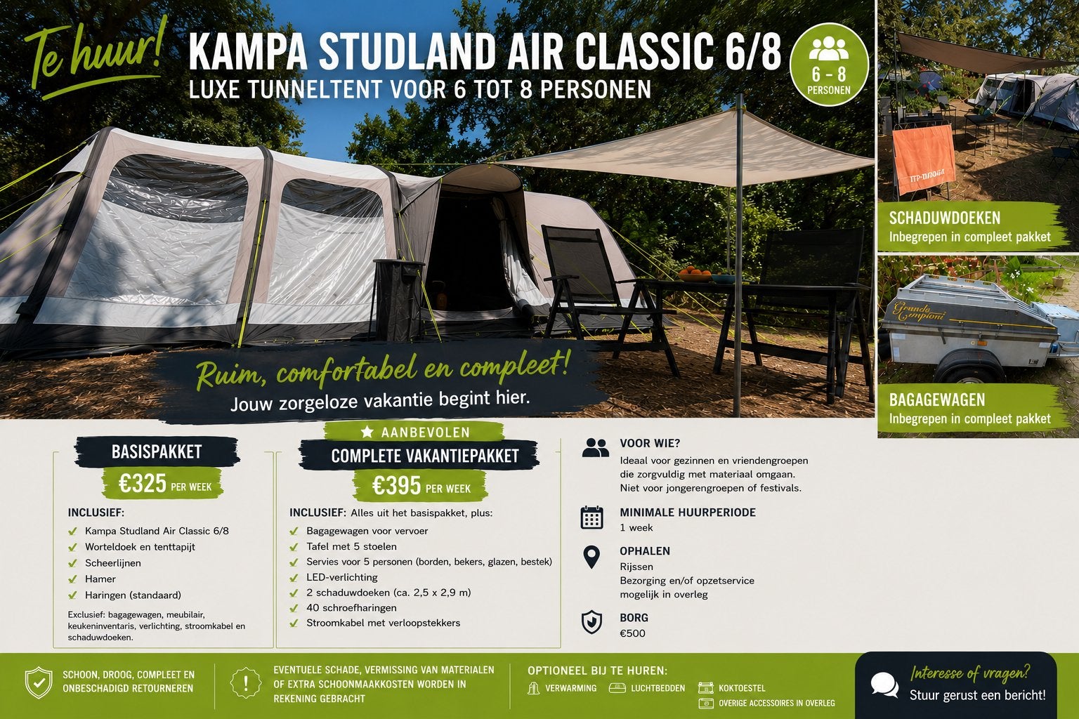 Te huur: luxe tunneltent voor max. 8 personen, Ophalen, Gebruikt, Meer dan 6