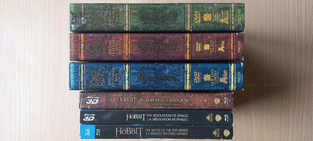 The hobbit Trilogy 3D + Lord of the rings Trilogy Extented, Vanaf 16 jaar, Verzenden, Zo goed als nieuw, Boxset
