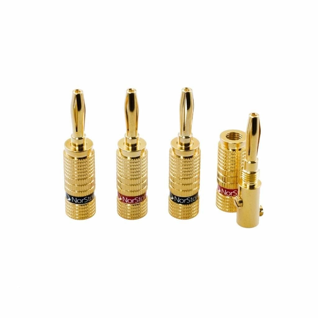 NorStone Banana Plugs [4 pieces] Gold plated, Overige merken, Nieuw, Ophalen of Verzenden, 120 watt of meer