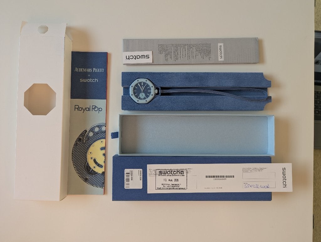 Swatch Royal Pop LAN BA SSX03L100N – Nieuw / Ongedragen, Overige materialen, Zakhorloge, Leer, Swatch