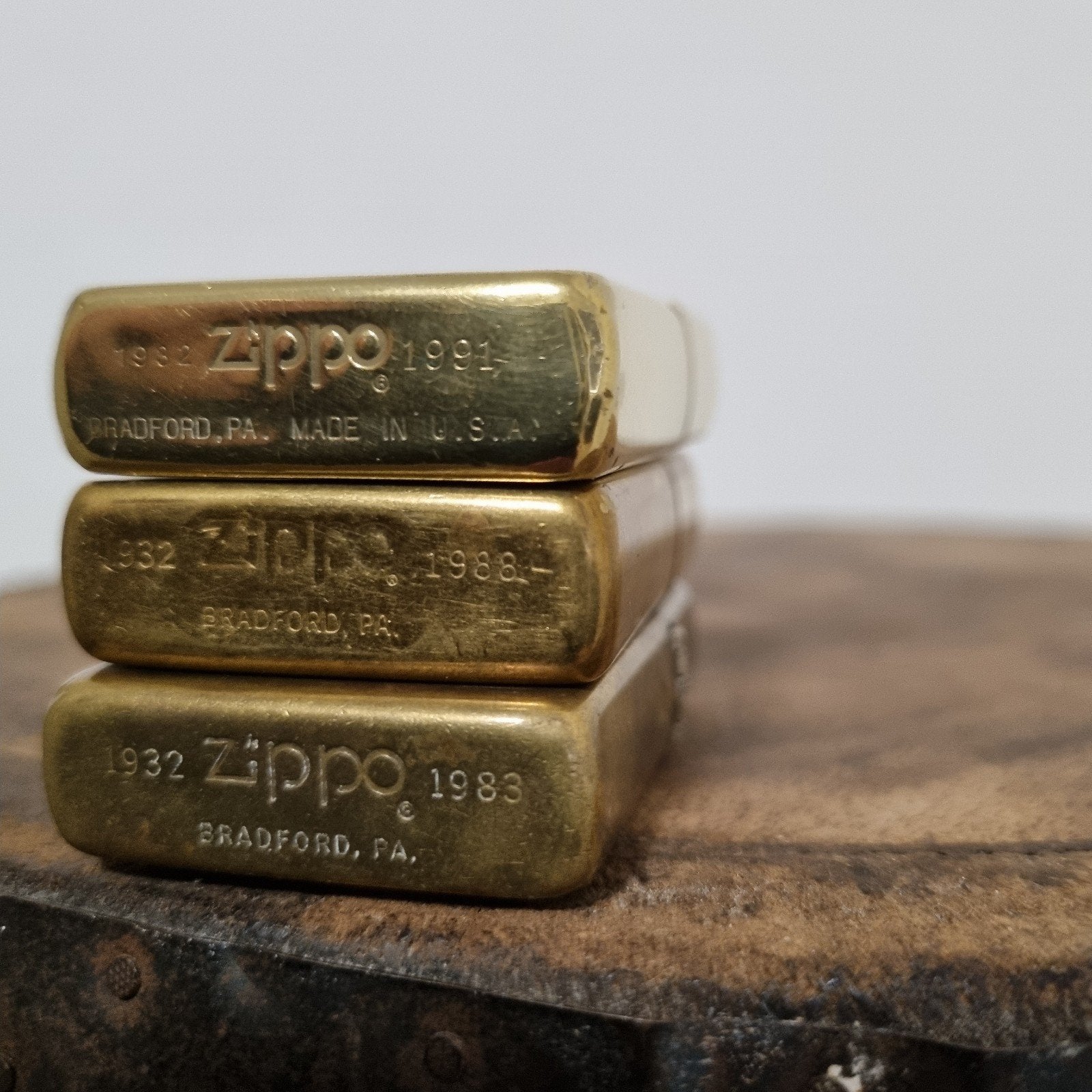 Set solid brass zippo's., Verzamelen, Ophalen, Gebruikt, Aansteker