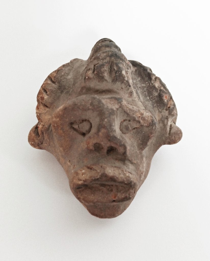Pre-Columbiaans terracotta kopje aap hoofdtooi Mexico, Ritueel object, Steen/keramiek, Verzenden, Handgemaakt