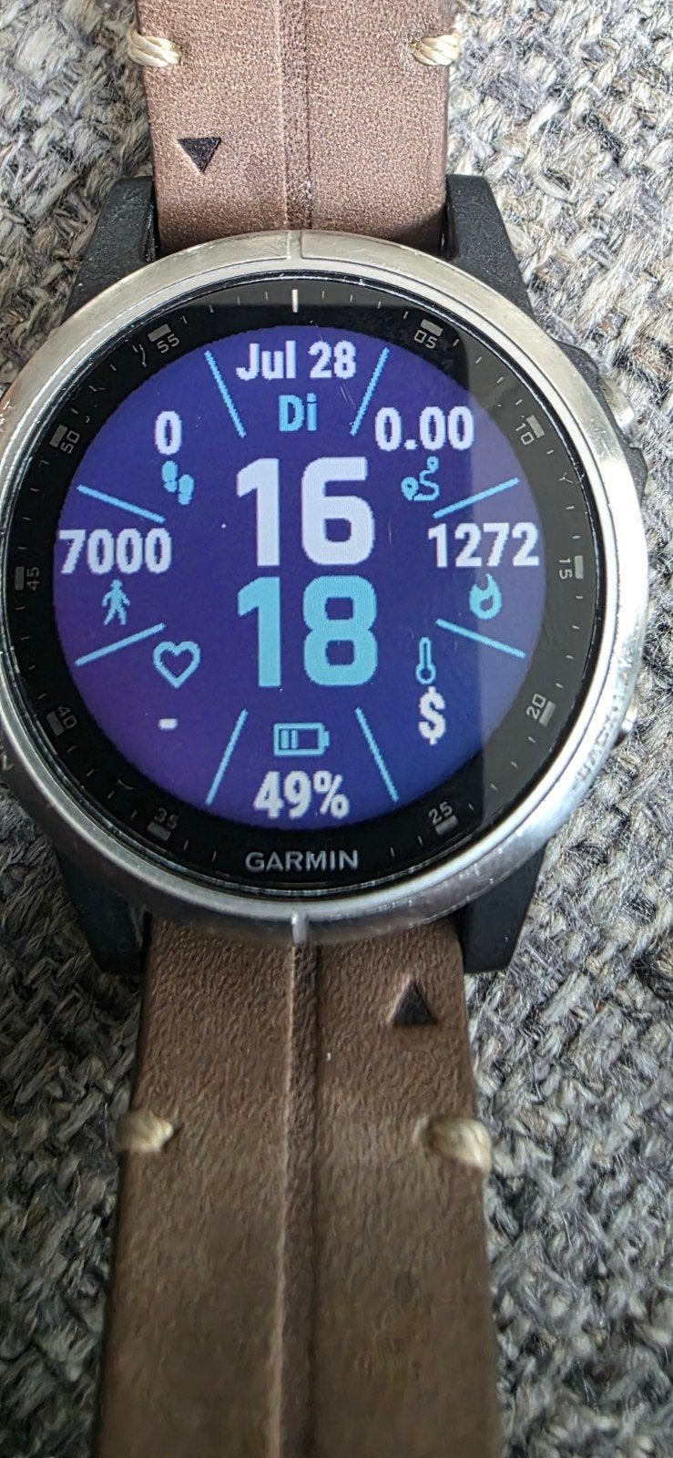 Garmin Fenix 5S Plus 42mm met leren bandje, Gebruikt, Zwart, Garmin, Ophalen of Verzenden