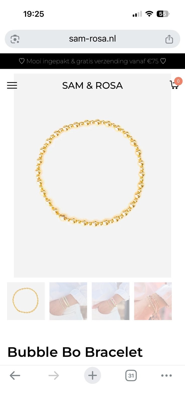 Sam & Rosa Bubble Bo armband, Ophalen of Verzenden, Zo goed als nieuw, Goud, Goud