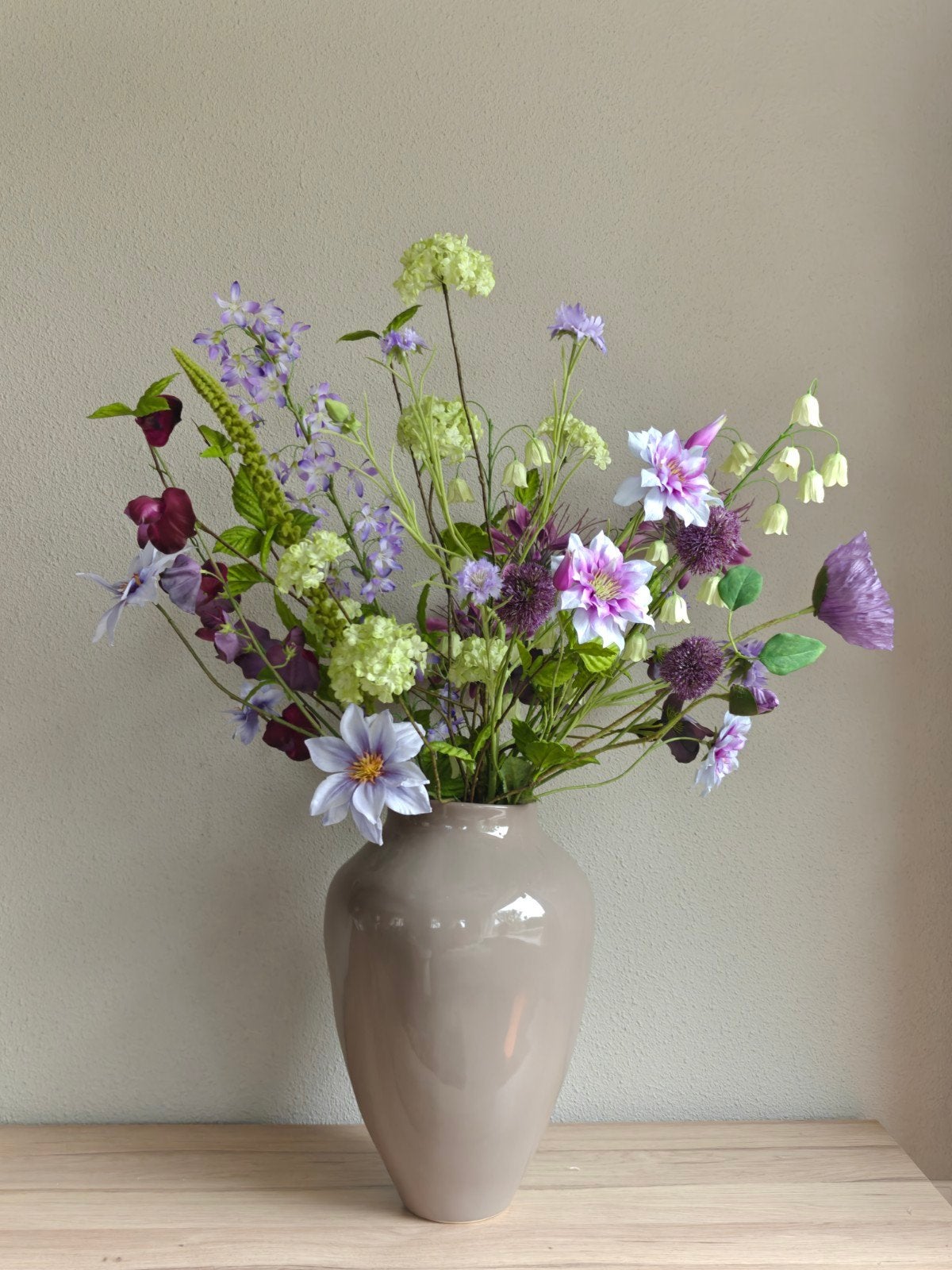 Zijdebloemen boeket Silk-ka paars/groen, Ophalen, Zijde, Zo goed als nieuw, Boeket