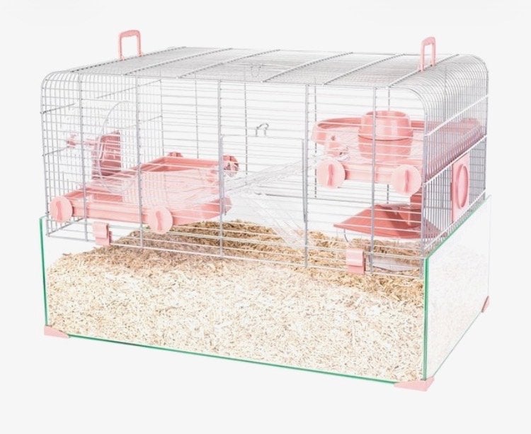 Hamsterkooi van glas 79-46 groot, Kooi, Zo goed als nieuw, Hamster, 75 tot 110 cm