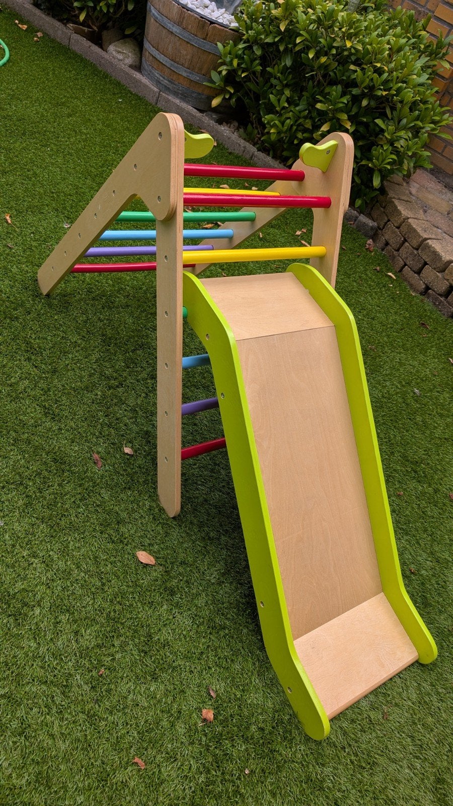 Houten Pikler Klimdriehoek met Glijbaan – Regenboog, Kinderen en Baby's, Ophalen