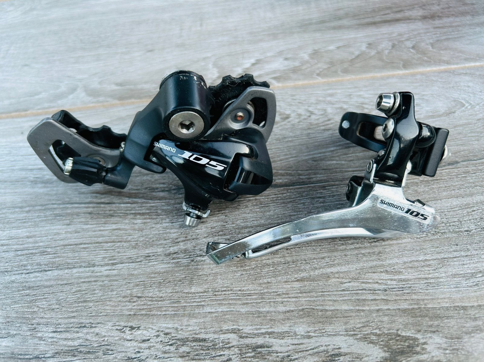 Shimano 105 derailleurs, Gebruikt, Ophalen of Verzenden, Derailleur of Ketting, Aluminium