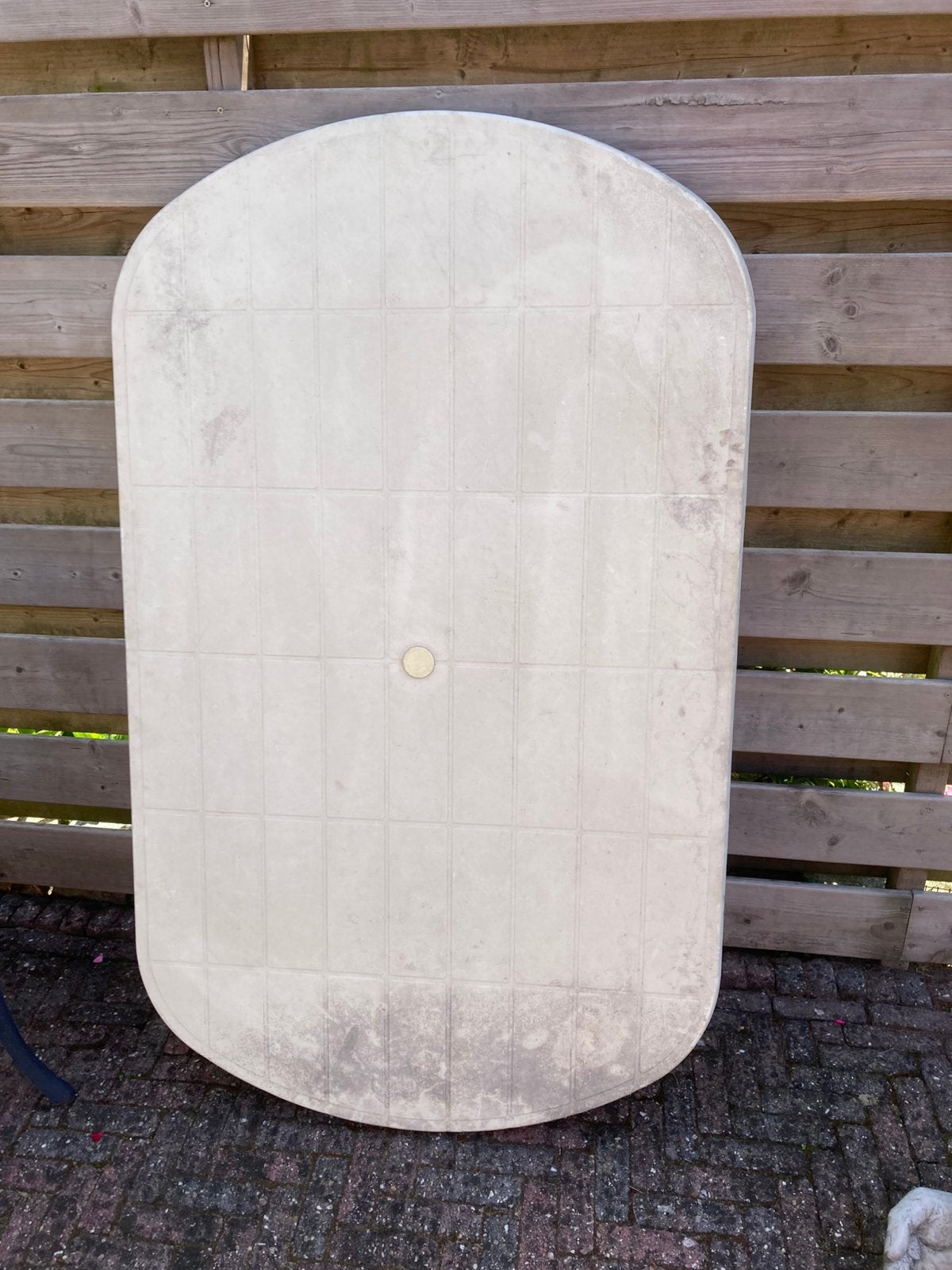 Kunststof tuintafel, Tuin en Terras, Tuintafels, Ophalen, Gebruikt, Ovaal, Kunststof