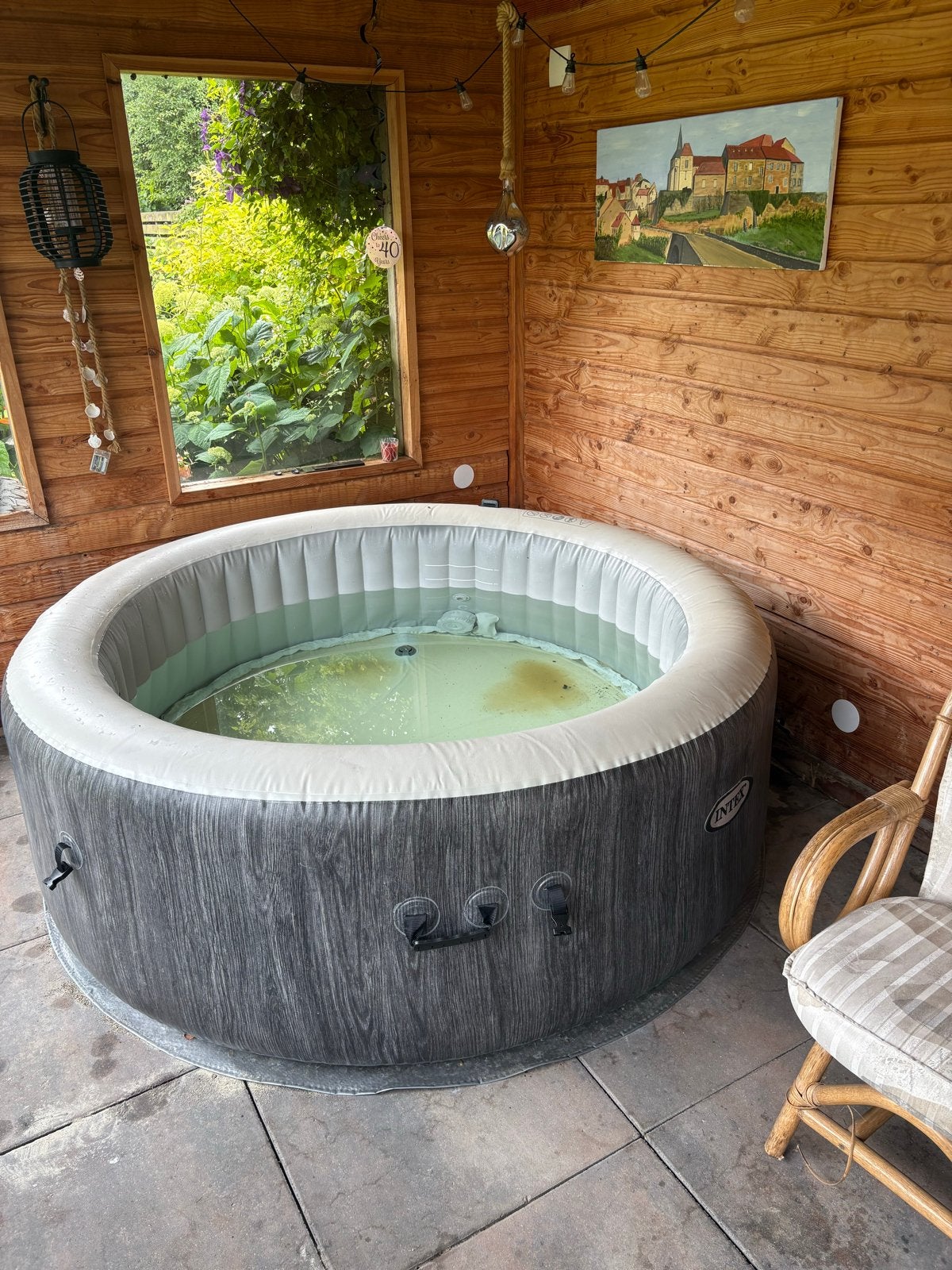 Intex PureSpa Greywood Deluxe Jacuzzi nieuw in doos, Ophalen, Zo goed als nieuw, Afdekzeil, Opblaasbaar