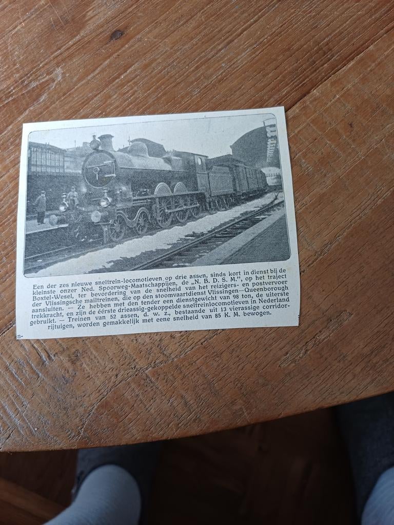 Knipsel nieuwe Locomotieven N.B.D.S.M. Boxtel Wesel 1909, Ophalen of Verzenden, Tram
