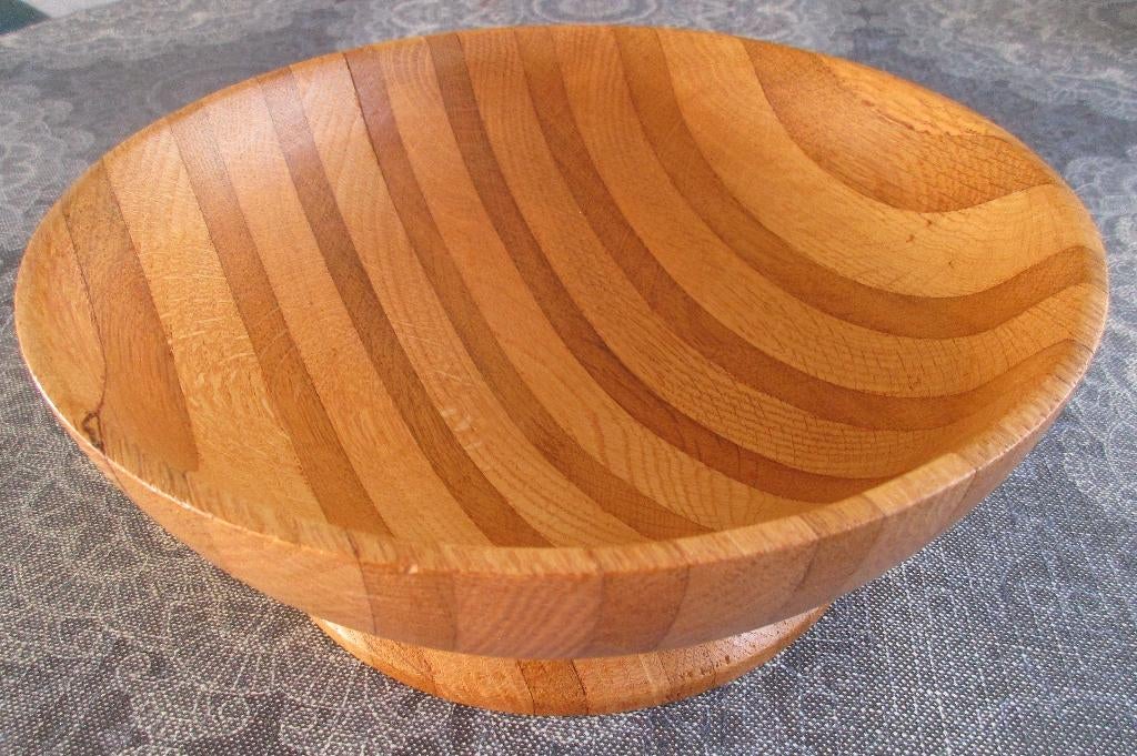 gave houten fruitschaal op voet - 25 cm doorsnee, Huis en Inrichting, Woonaccessoires | Schalen en Manden, Schaal, Rond, Ophalen of Verzenden