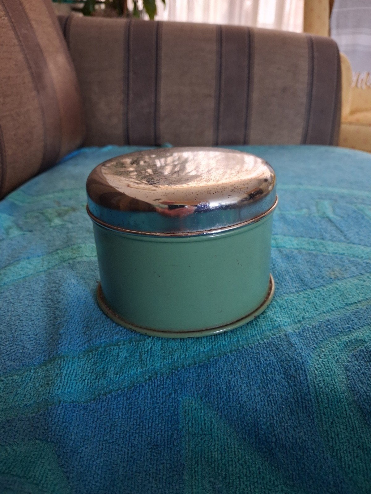Vintage Brabantia voorraadbus - Groen met chromen deksel, Ophalen of Verzenden