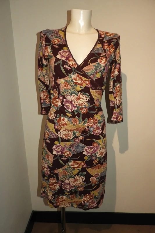 King Louie jurk mooie print bloemen fantastie warme tint S