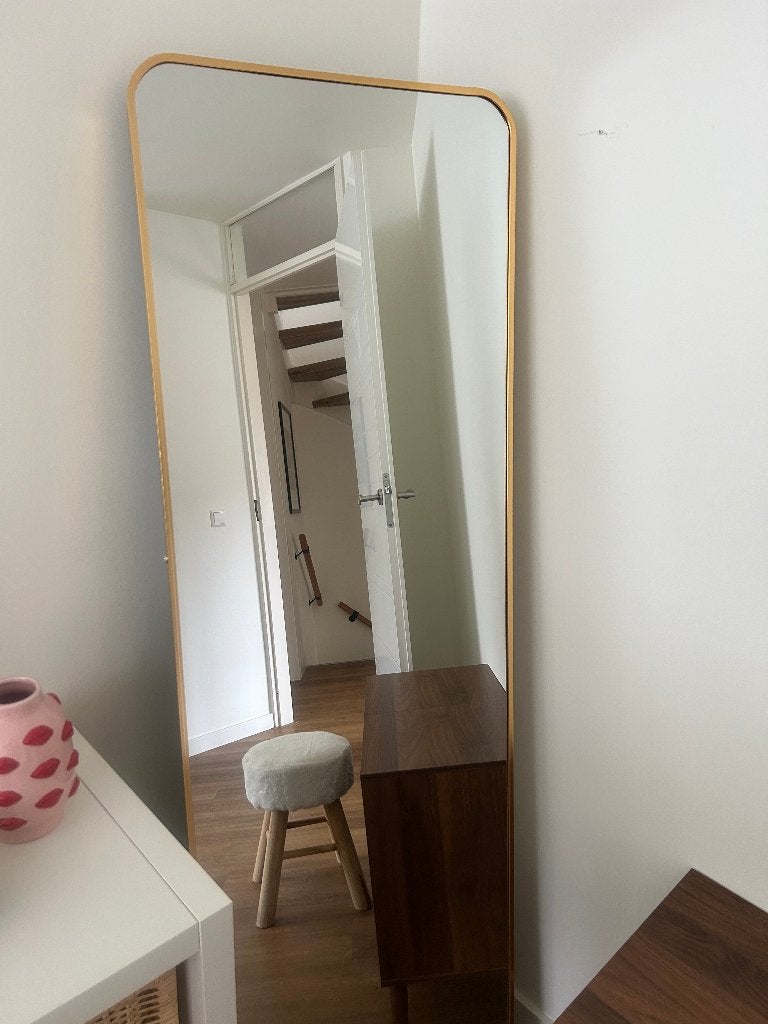 Standing Mirror – Gold Frame, Huis en Inrichting, Woonaccessoires | Spiegels, Ophalen, Minder dan 50 cm, Zo goed als nieuw, 150 tot 200 cm
